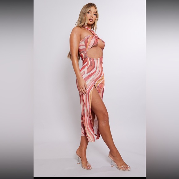 Coral and pink bodycon sexy dress! From Plt! - Picture 1 of 4